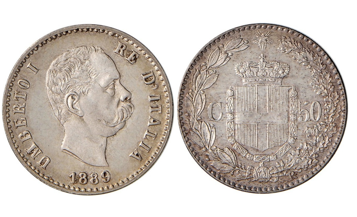 Valore della moneta da 50 Centesimi di Lira Umberto I